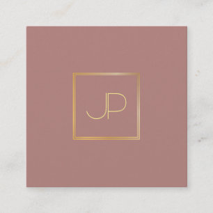 Professional Modern Silk Finish Gold Monogram Chic Square Business Card