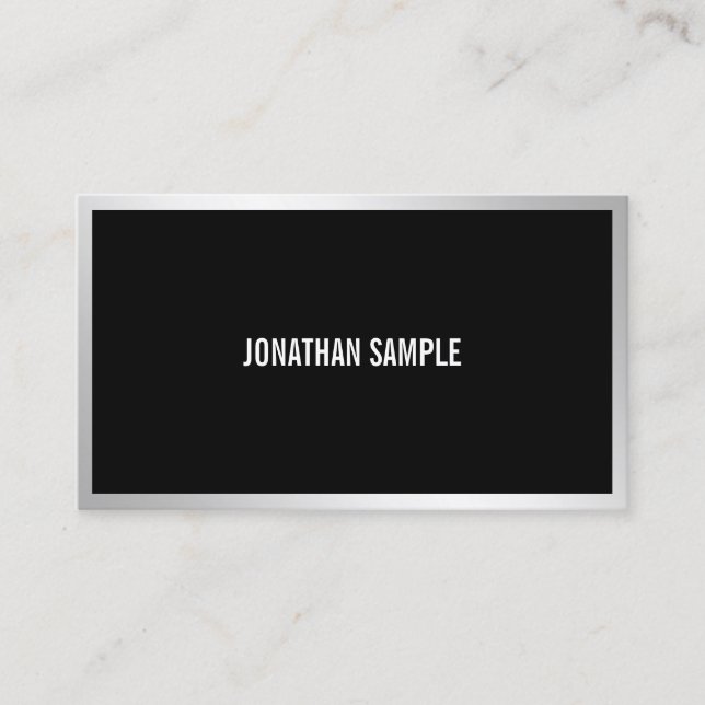 Professional Modern Silver Elegant Simple Template Business Card (Front)