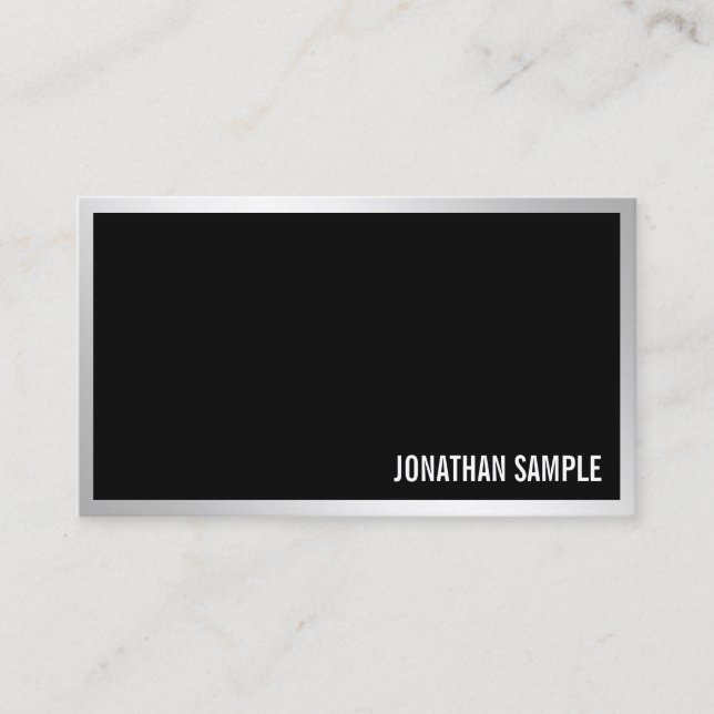 Professional Modern Silver Stylish Minimalist Business Card (Front)