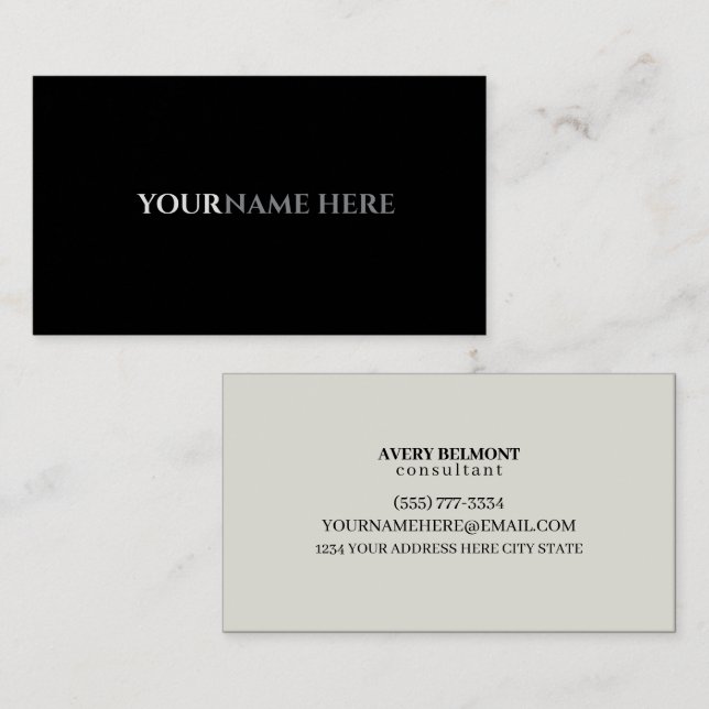 Professional Modern Simple Black Minimalist Busine Business Card (Front/Back)