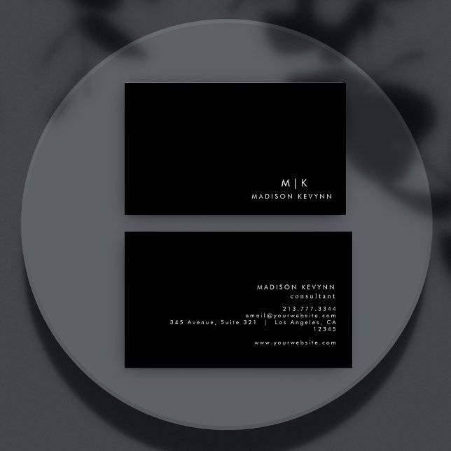 Professional Modern Simple Black Minimalist Business Card (Creator Uploaded)
