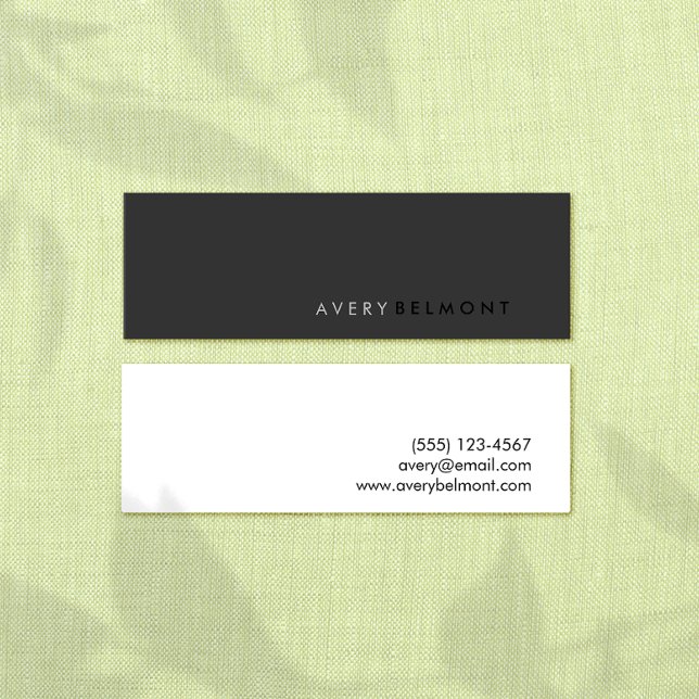 Professional Modern Simple Black Minimalist Mini Business Card (Creator Uploaded)