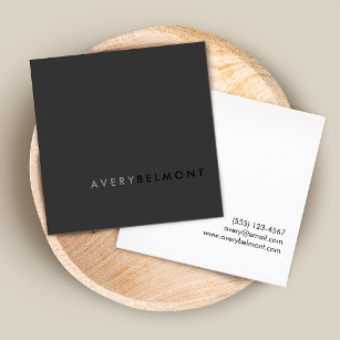Professional Modern Simple Black Minimalist Square Square Business Card