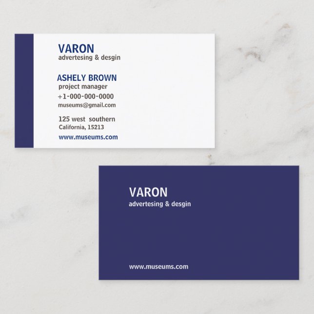 Professional Modern Simple Blue Business Card (Front/Back)