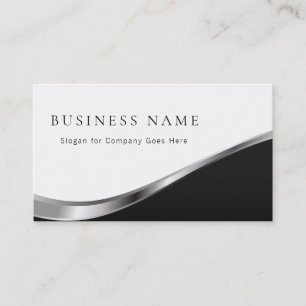Professional Modern Simple Clean Black and Silver Business Card