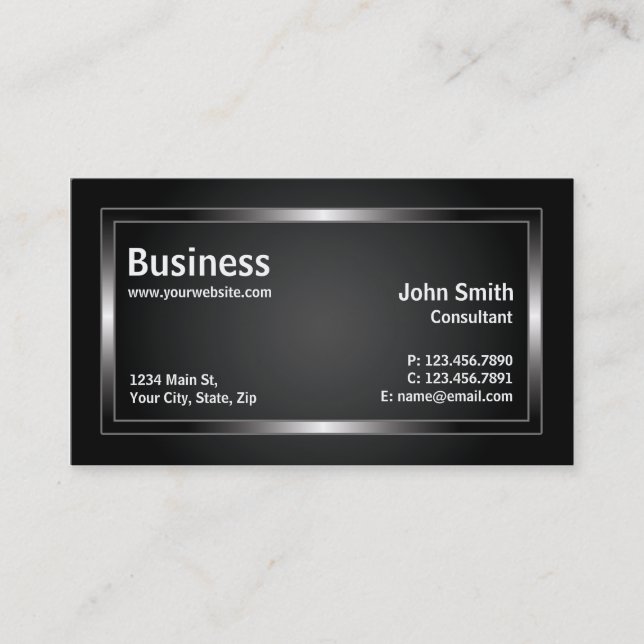 Professional Modern Simple Computer Repair Black Business Card (Front)