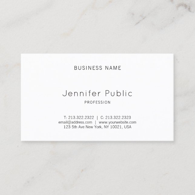 Professional Modern Simple Design Elegant Plain Business Card (Front)