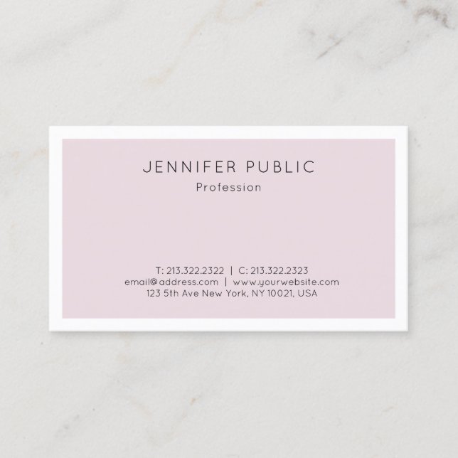 Professional Modern Simple Elegant Purple Plain Business Card (Front)