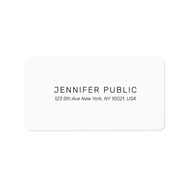 Professional Modern Simple Elegant White Template Label (Front)