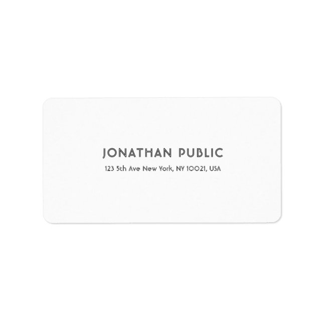 Professional Modern Simple Elegant White Template Label (Front)