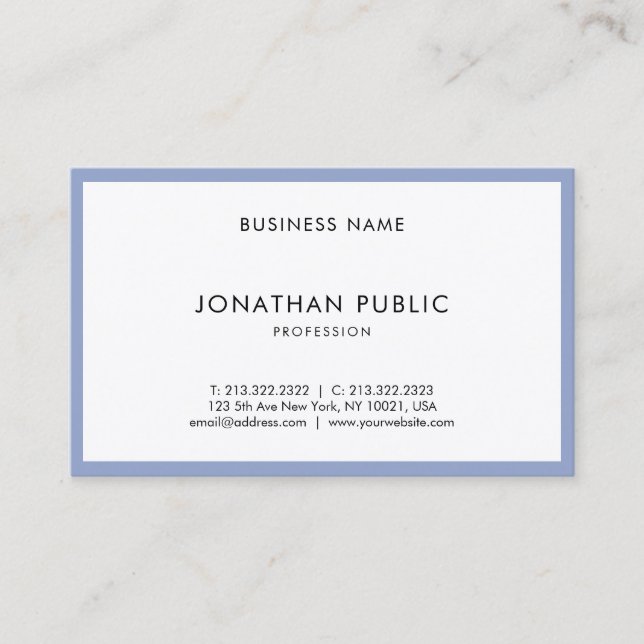 Professional Modern Simple Fashionable Top Plain Business Card (Front)