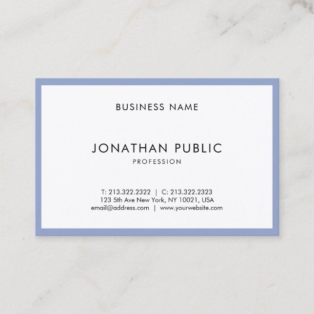 Professional Modern Simple Graceful Trendy Plain Business Card (Front)