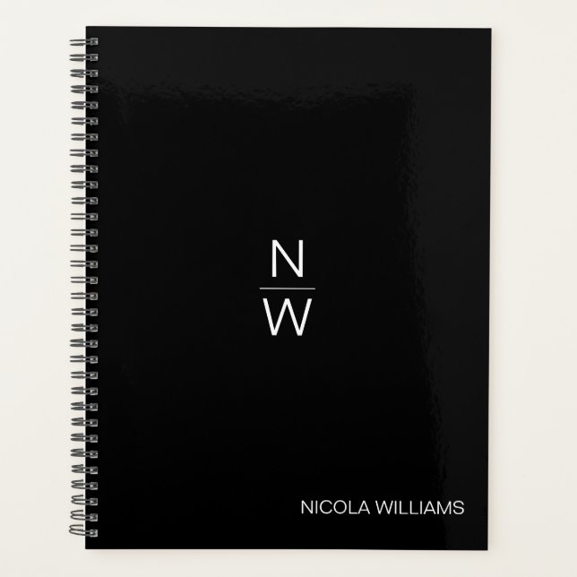Professional Modern Simple Minimalist Black Planner (Front)