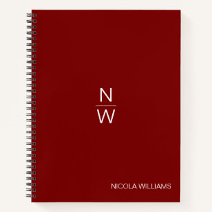 Professional Modern Simple Minimalist Dark Red Notebook