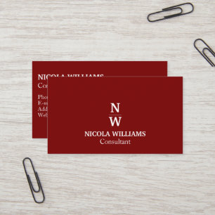 Professional Modern Simple Minimalist Deep Red Business Card