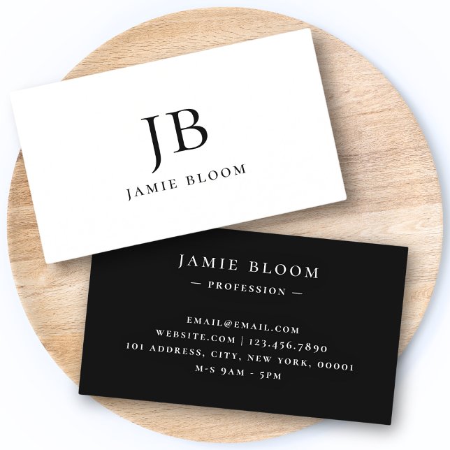 Professional Modern Simple Monogram Initial Name Business Card (Creator Uploaded)