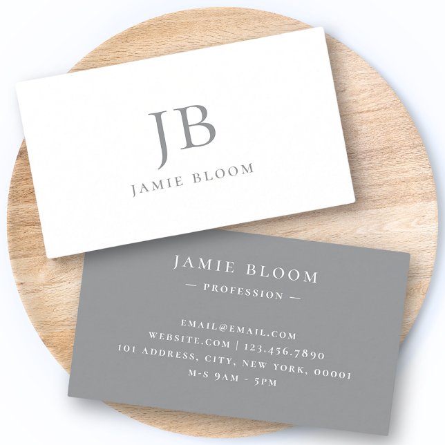 Professional Modern Simple Monogram Initial Name Business Card (Creator Uploaded)