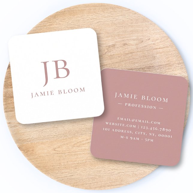 Professional Modern Simple Monogram Initial Name Square Business Card (Creator Uploaded)