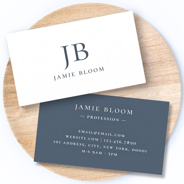 Professional Modern Simple Monogram Initial Navy Business Card (Creator Uploaded)