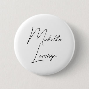 Professional Modern Simple Plain Black & White 6 Cm Round Badge