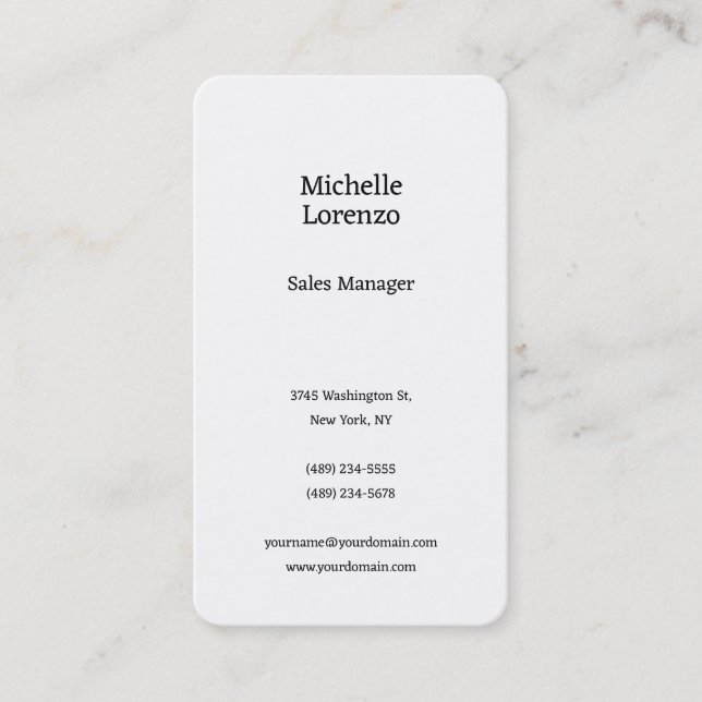 Professional Modern Simple Plain Black & White Business Card (Front)