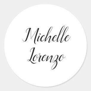Professional Modern Simple Plain Black & White Classic Round Sticker