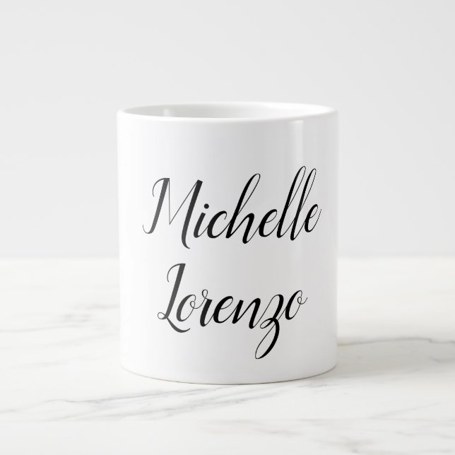 Professional Modern Simple Plain Black & White Large Coffee Mug (Front)