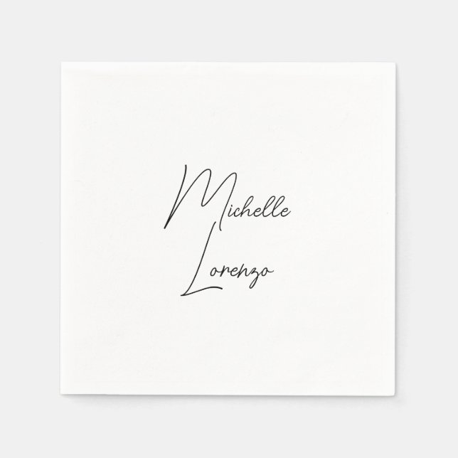 Professional Modern Simple Plain Black & White Napkin (Front)