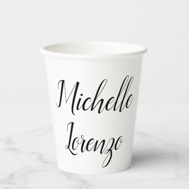 Professional Modern Simple Plain Black & White Paper Cups (Front)