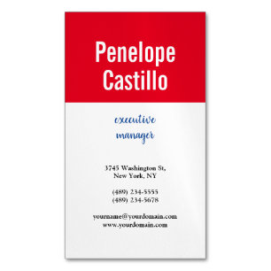Professional Modern Simple Plain Blue Red White Magnetic Business Card