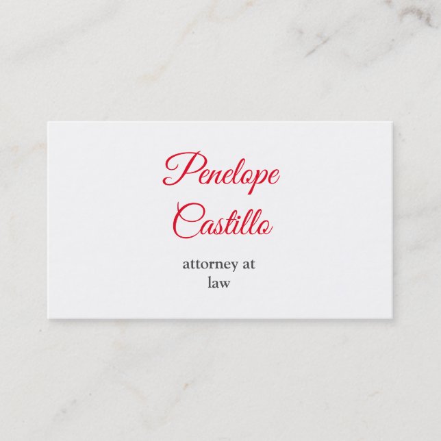Professional Modern Simple Plain Handwritten Business Card (Front)