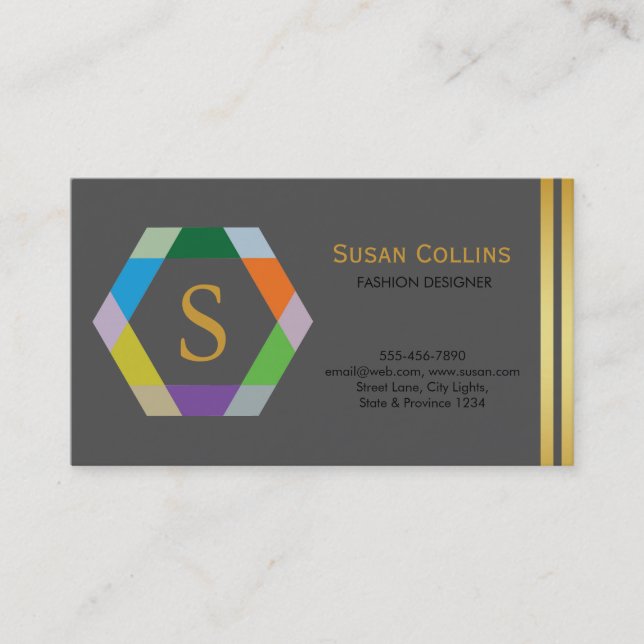 Professional Modern Simple Plain Logo Hexagon Business Card (Front)