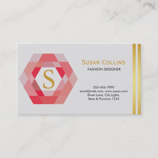 Professional Modern Simple Plain Logo Hexagon Business Card (Front)