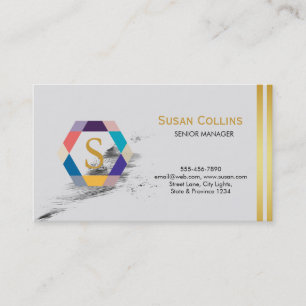 Professional Modern Simple Plain Logo Hexagon Business Card