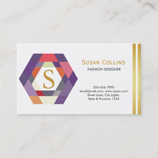 Professional Modern Simple Plain Logo Hexagon Business Card (Front)