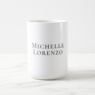Professional Modern Simple Plain Name Black White Coffee Mug