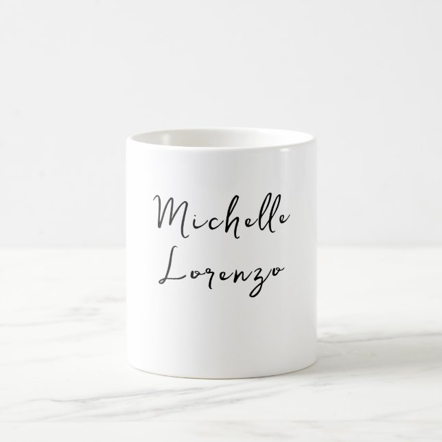 Professional Modern Simple Plain Name Black White Coffee Mug (Center)