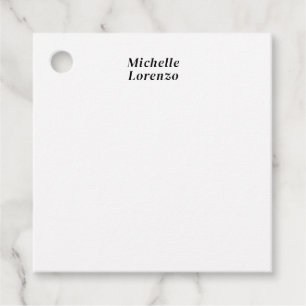 Professional Modern Simple Plain Name Black White Favour Tags