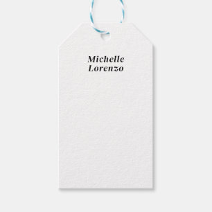 Professional Modern Simple Plain Name Black White Gift Tags