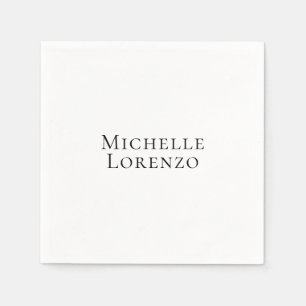 Professional Modern Simple Plain Name Black White Napkin