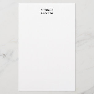 Professional Modern Simple Plain Name Black White Stationery