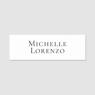 Professional Modern Simple Plain Name Black White Tag