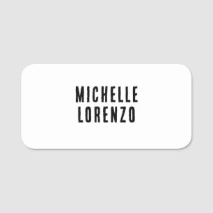 Professional Modern Simple Plain Name Black White Tag
