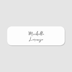 Professional Modern Simple Plain Name Black White Tag