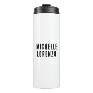 Professional Modern Simple Plain Name Black White Thermal Tumbler