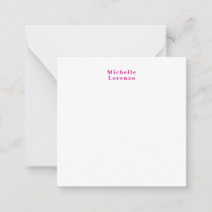 Professional Modern Simple Plain Name Pink & White Card
