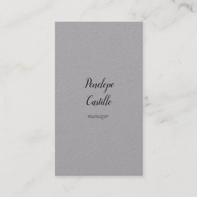 Professional Modern Simple Plain Premium Grey Business Card (Front)