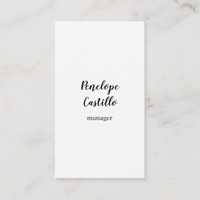 Professional Modern Simple Plain Premium Linen Business Card (Front)
