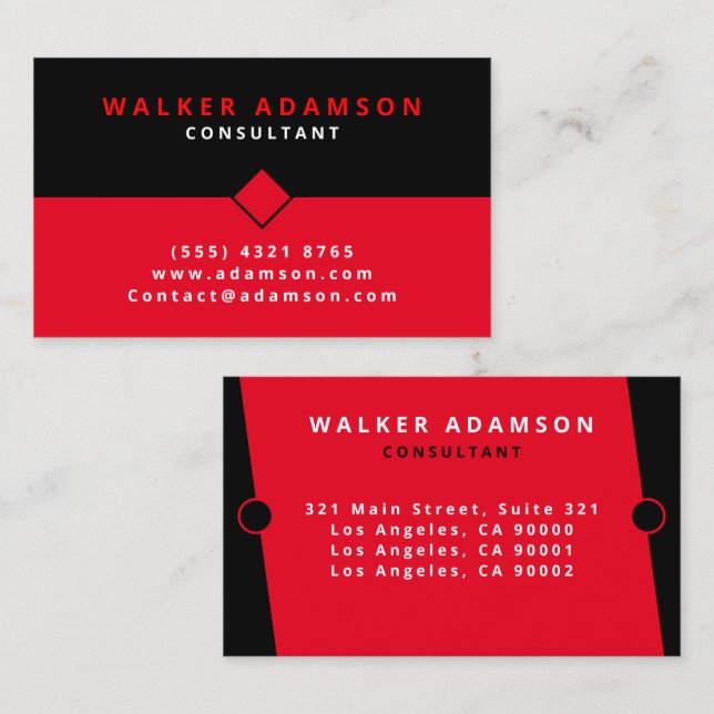 Professional Modern Simple Red & Black  Business Card (Front/Back)