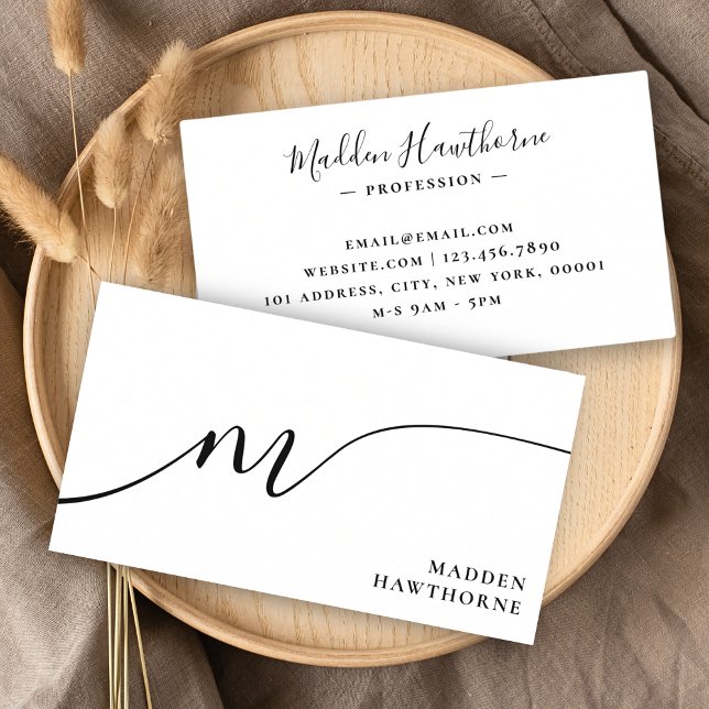 Professional Modern Simple Script Monogram Initial Business Card (Creator Uploaded)